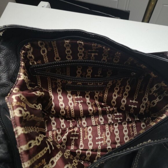 Tignanello Ladies Black Genuine Leather Fully Lined Zipper Closure Handbag - Picture 6 of 12